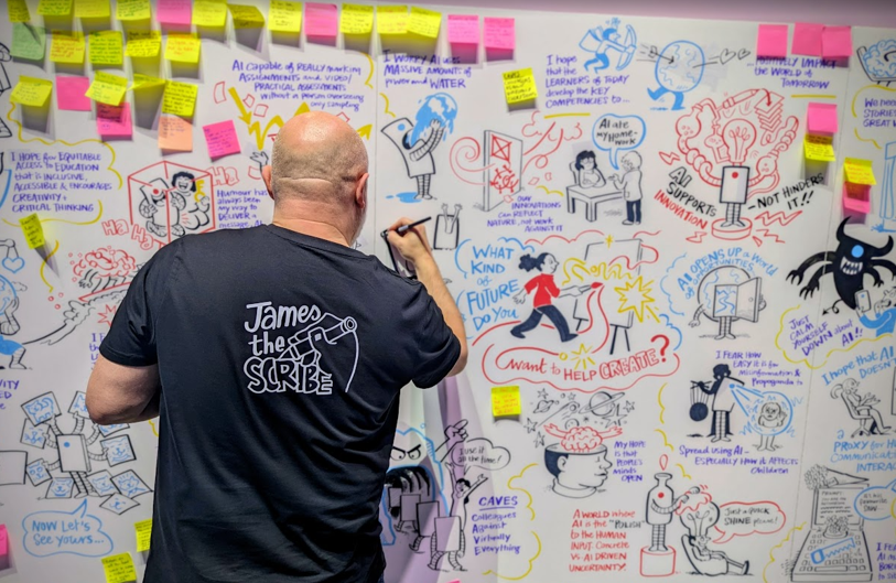 James the scribe illustrating a wall 