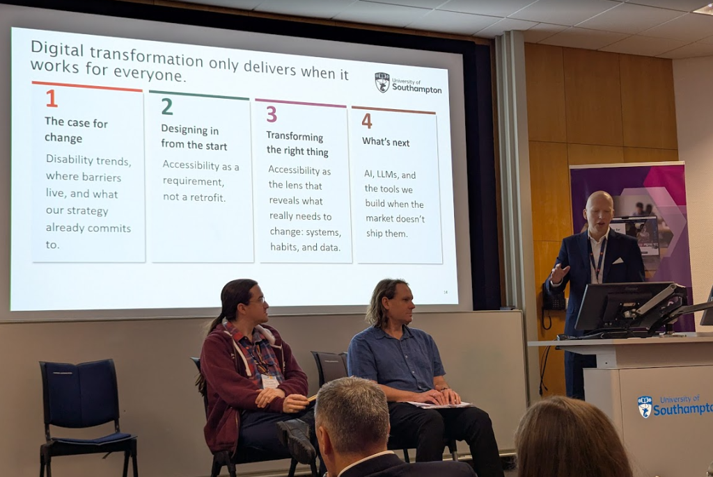 Matthew Deeprose, Dr Ben Whitburn and Joshie Christian presenting at the event